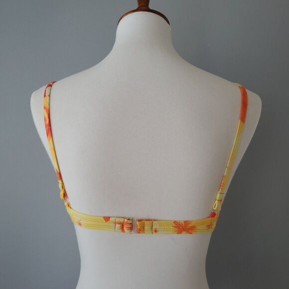 Esprit Beach Yellow Orange Tropical Floral Vintage 2 Piece Bikini Womens Medium - Picture 5 of 11